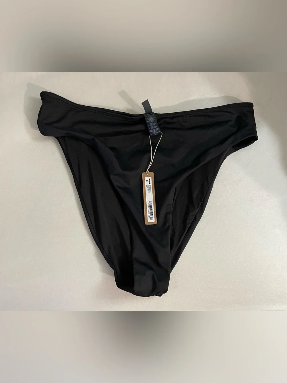 Skims Mid Waist Onyx Black Bikini Swim Bottoms Size L